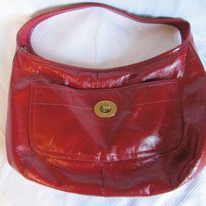 COACH ERGO RICH RED PATENT LEATHER LG HOBO TOTE BA